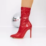 Kurze Stiefel mit einem dünnen Absatz 3J6 Rot Mei
