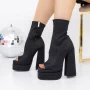 Kurze Frauenstiefel mit einer dicken Ferse und einer 3LB6 -Plattform schwarz | Mei