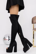 Frauenstiefel mit einer dicken Ferse und einer 3LB7 -Plattform schwarz | Mei