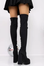 Frauenstiefel mit einer dicken Ferse und einer 3LB7 -Plattform schwarz | Mei