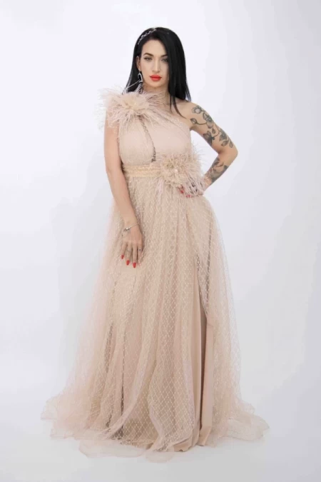 Frauenkleid R5018 Beige Kikiriki
