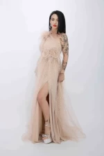 Frauenkleid R5018 Beige Kikiriki