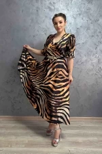 Frauenkleid R75724 Schwarz-Orange Kikiriki