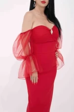 Frauenkleid R2784 rot Kikiriki