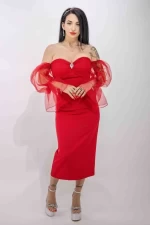 Frauenkleid R2784 rot Kikiriki