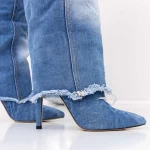 Frauenstiefel mit einem dünnen Absatz 3ou2 Blau Mei