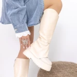 Stiefel auf der 3WL29 -Plattform leichte Beige Mei