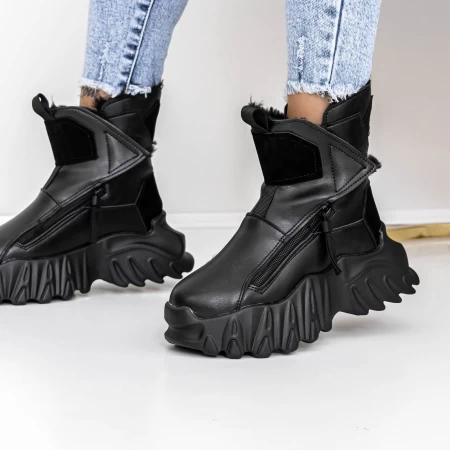 Frauenstiefel mit Pelz 3wl60 schwarz Mei