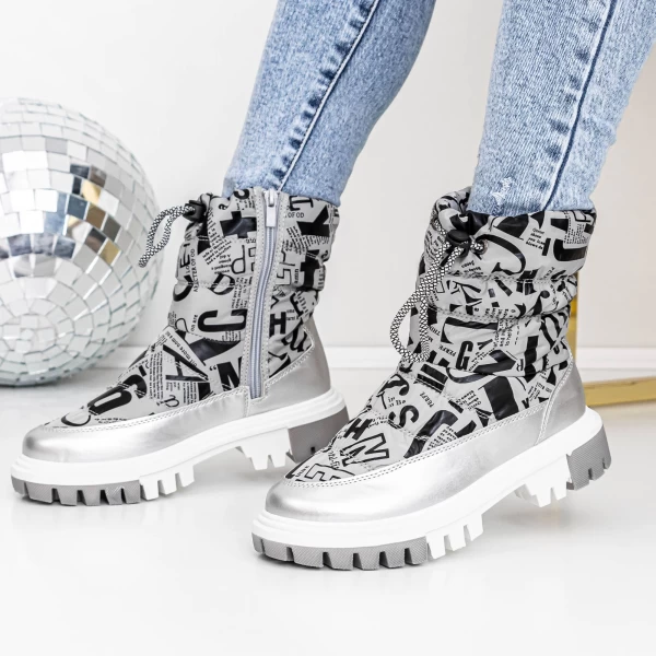 Frauenstiefel mit 3LT2 Fell Silber Mei