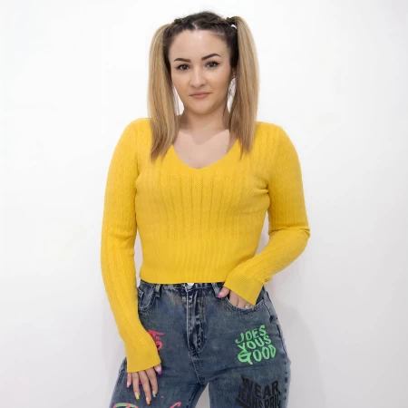 Frauen Sweatshirt D373 Gelb Mode
