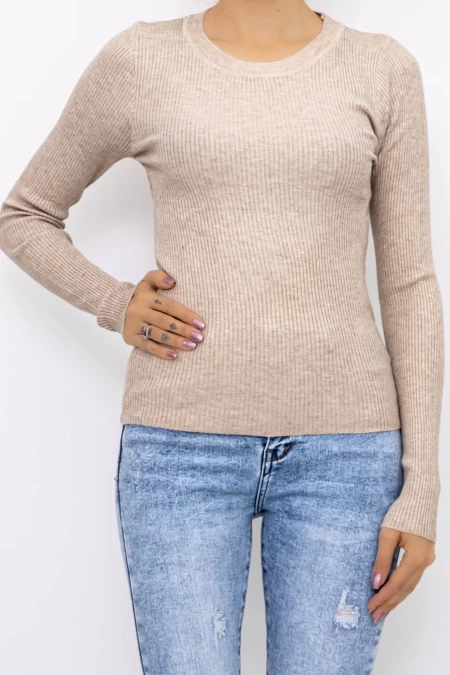 Frauen D716 Sweatshirt Dark Beige Mode