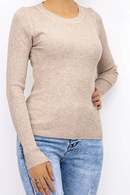 Frauen D716 Sweatshirt Dark Beige Mode