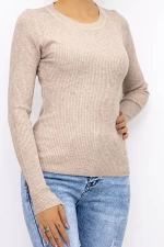Frauen D716 Sweatshirt Dark Beige Mode