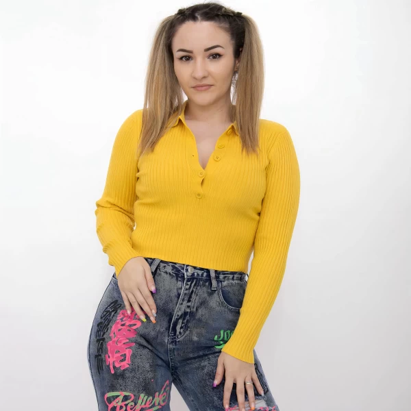 Frauen D912 Sweatshirt Gelb Mode
