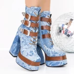 Kurze High Heels und 3C5 -Plattform blau Mei