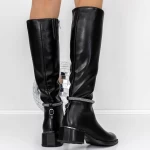 Low -theeled -Stiefel der Frauen 3C15 Schwarz | Mei
