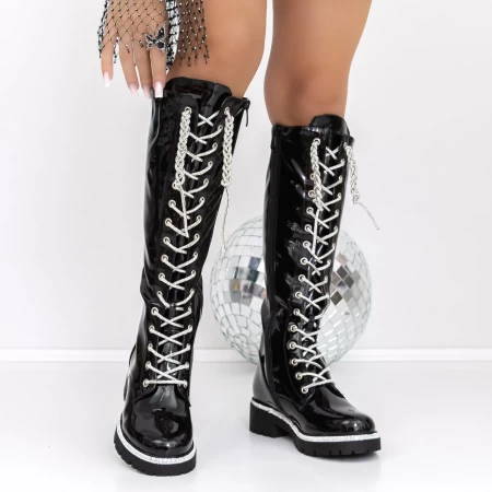 Low -theeled -Stiefel der Frauen 3jf8 schwarz | Mei