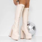 High Heels und 3Kv13 Plattform Beige Mei