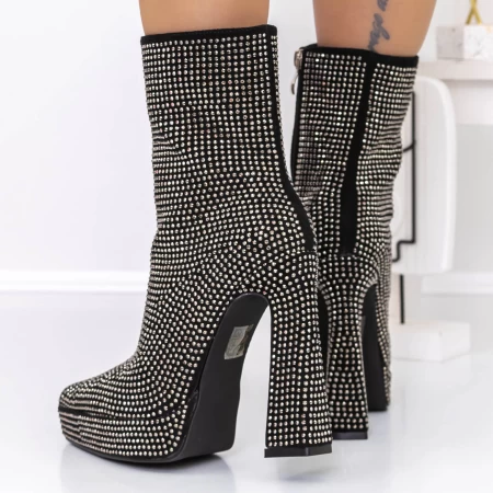 Kurze High Heels und 3KV9-Plattform Black-Gunmetal | Mei
