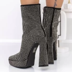 Kurze High Heels und 3KV9-Plattform Black-Gunmetal | Mei