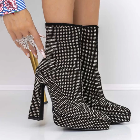 Kurze High Heels und 3KV9-Plattform Black-Gunmetal | Mei