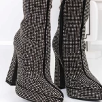 Kurze High Heels und 3KV9-Plattform Black-Gunmetal | Mei