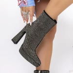 Kurze High Heels und 3KV9-Plattform Black-Gunmetal | Mei