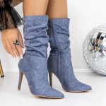 Kurze Stiefel mit einem dünnen Absatz 30m1 Blau Mei