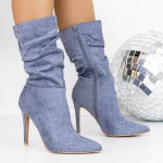 Kurze Stiefel mit einem dünnen Absatz 30m1 Blau Mei