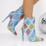 Kurze Stiefel mit einem dünnen Absatz 3W9 Blau Mei