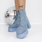 Kurze Stiefel mit einer dicken Ferse 3yl12 Blau Mei