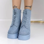 Kurze Stiefel mit einer dicken Ferse 3yl12 Blau Mei