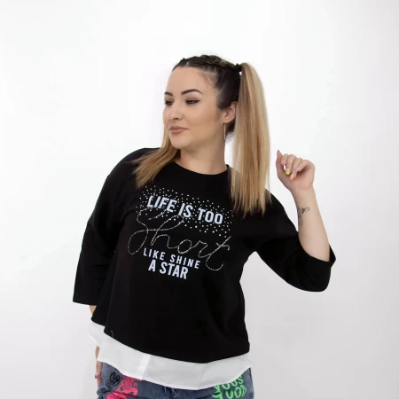 Frauen MDG-24-1303 Black Sweatshirt Kikiriki