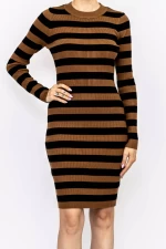 Frauenkleid NG-2370 Braun-Black | Kikiriki