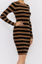 Frauenkleid NG-2370 Braun-Black | Kikiriki