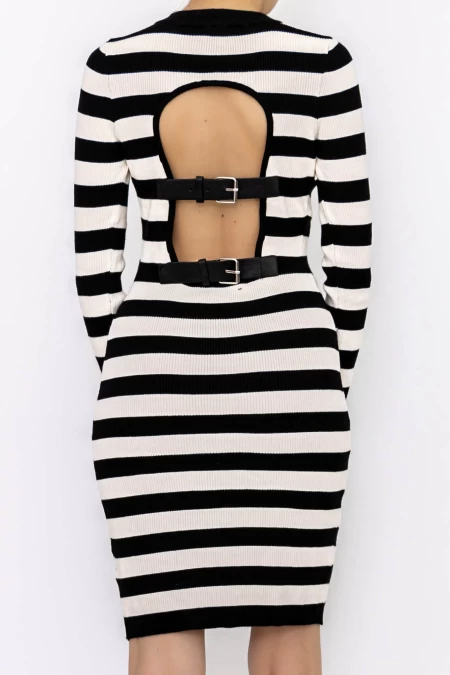 Frauenkleid NG-2370 Weißschwarz Kikiriki