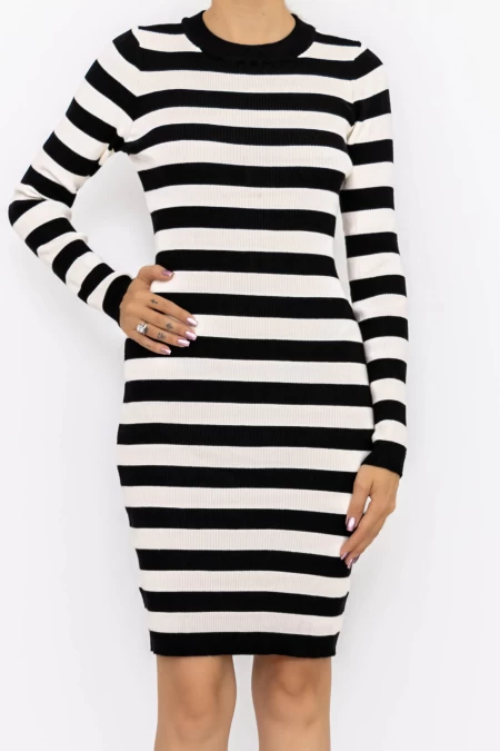 Frauenkleid NG-2370 Weißschwarz Kikiriki