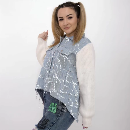 Frauen jt213 Jacke weißblau Kikiriki