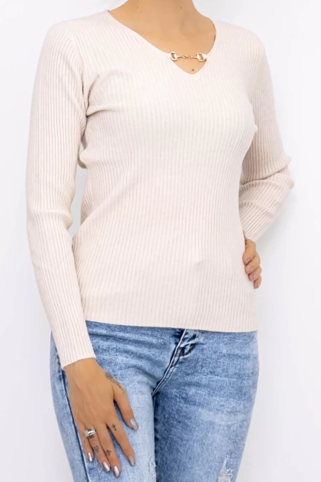 Frauen Sweatshirt D695 Light Beige Mode
