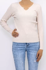 Frauen Sweatshirt D695 Light Beige Mode