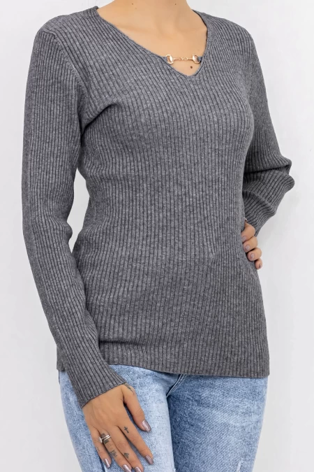 Frauen D695 Sweatshirt Grau Mode