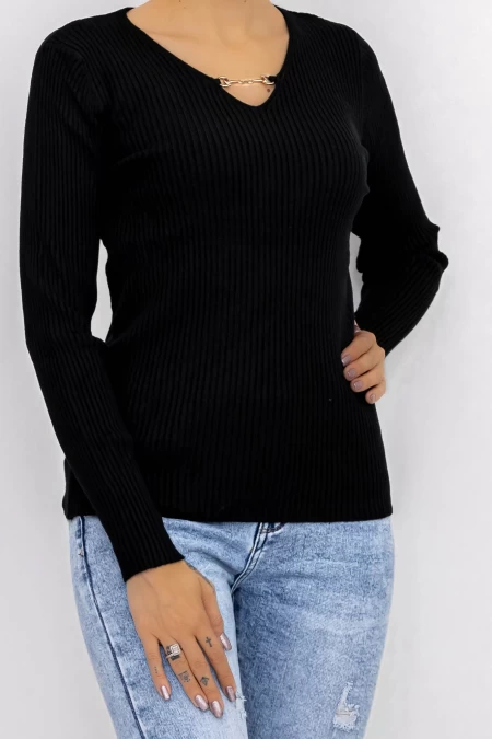 Frauen D695 Sweatshirt Schwarz Mode