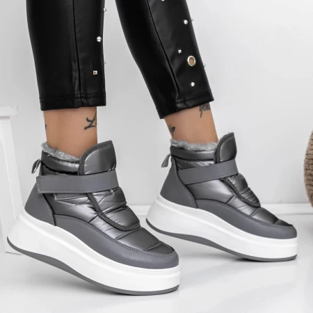 Frauenstiefel mit Fur LLS-086 Grau Botinelli