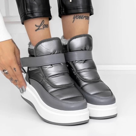 Frauenstiefel mit Fur LLS-086 Grau Botinelli