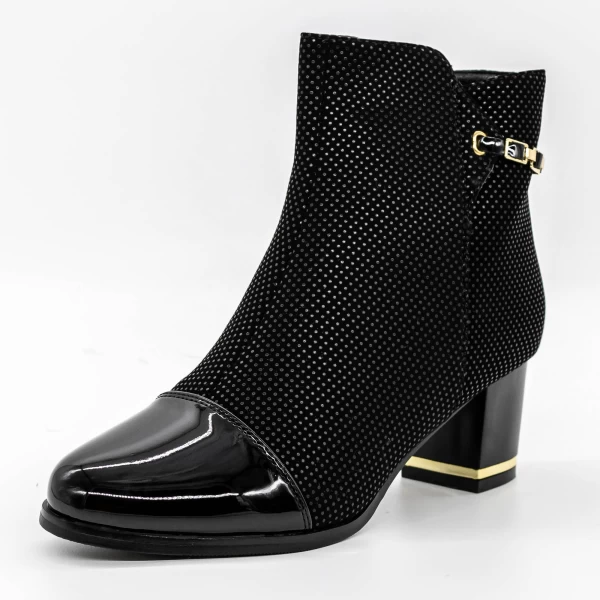 Kurze Stiefel mit einer dicken Absatz A1016 Black | Mode