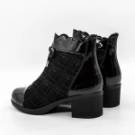 Kurze Stiefel mit einer dicken Absatz A1019-1 Schwarz | Mode