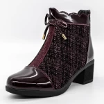 Kurze Stiefel mit einer dicken Ferse A1019-1 Kirsche Mode