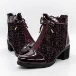 Kurze Stiefel mit einer dicken Ferse A1019-1 Kirsche Mode
