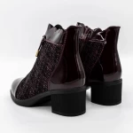 Kurze Stiefel mit einer dicken Ferse A1019-1 Kirsche Mode