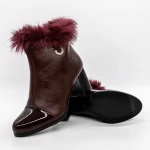 Kurze Stiefel mit einer dicken Ferse B823 -Kirsche Mode